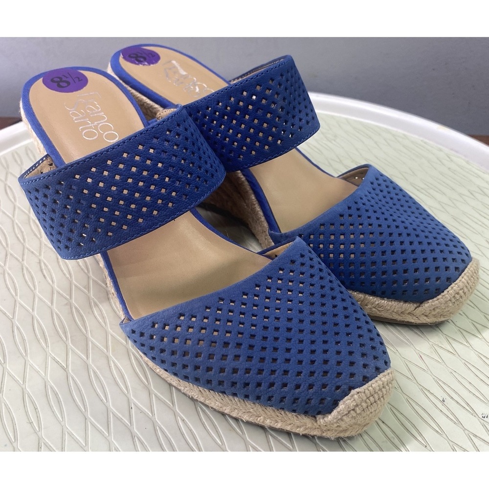 FRANCO SARTO Womens Wedges Heeled Sandals Espadrille Dress Shoes Blue Sz.8.5